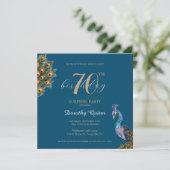 エレガントな水彩画の孔雀サプライズ誕生日パーティー 招待状 (スタンド正面)