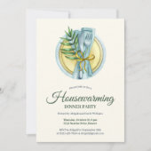 エレガントな水彩画の新築祝いディナー パーティー 招待状 (正面)