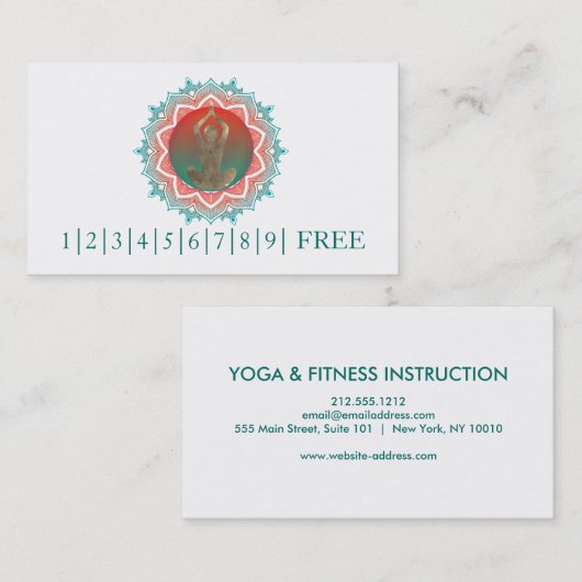 エレガントな水彩画の曼荼羅のヨガのインストラクターのロゴ 名刺 (正面/裏面)