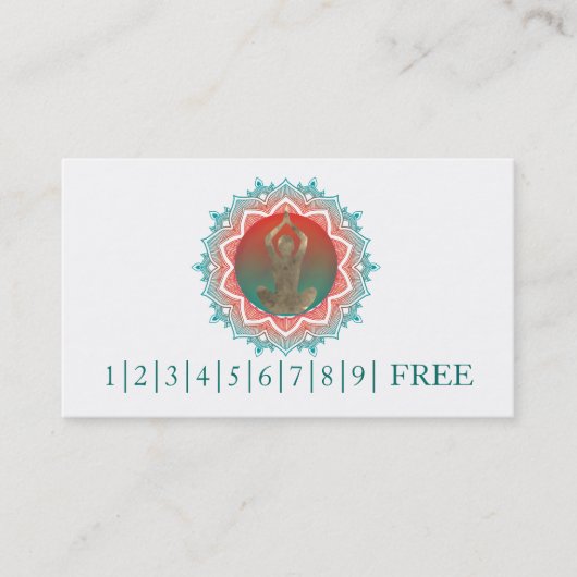 エレガントな水彩画の曼荼羅のヨガのインストラクターのロゴ 名刺 (正面)