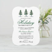 エレガントな水彩画の松の木のホリデーパーティー 招待状 (スタンド正面)