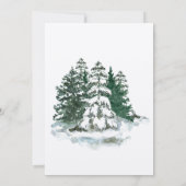 エレガントな水彩画の松の木の冬の結婚式 招待状 (裏面)
