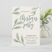 エレガントな水彩画の松の枝のクリスマス パーティー 招待状 (スタンド正面)