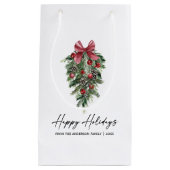 エレガントな水彩画の松 書道インク ホリデー スモールペーパーバッグ (正面)