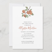 エレガントな水彩画の柑橘の茎/オレンジのデザイン 招待状 (正面)