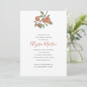 エレガントな水彩画の柑橘の茎/オレンジのデザイン 招待状 (スタンド正面)