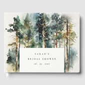 エレガントな水彩画の森のウェディングシャワー ゲストブック (正面)