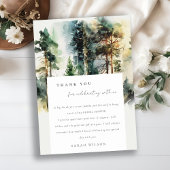 エレガントな水彩画の森のウェディングシャワー サンキューカード
