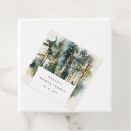 エレガントな水彩画の森のウェディングシャワー フェイバータグ