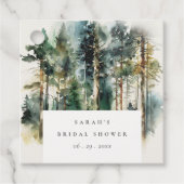 エレガントな水彩画の森のウェディングシャワー フェイバータグ (正面)