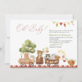 エレガントな水彩画の森林パーティー ベビーシャワー 招待状 (正面)