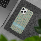エレガントな水彩画の植物の葉グリーン名 iPhoneケース