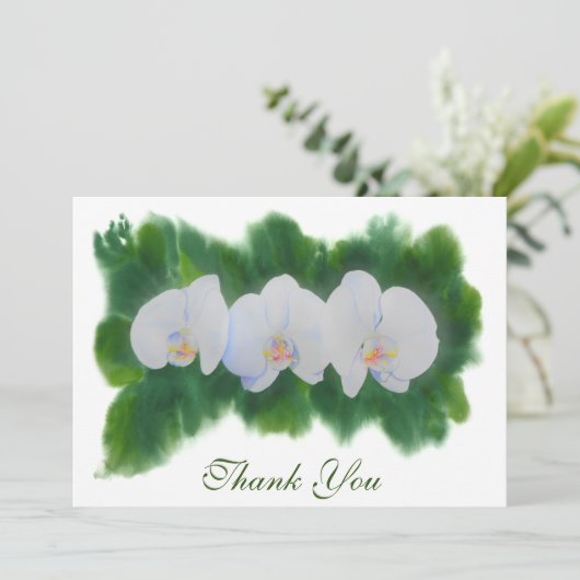 エレガントな水彩画の白い熱帯性蘭の花 (スタンド正面)