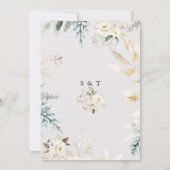 エレガントな水彩画の白い花のゴールドの結婚式 招待状 (裏面)