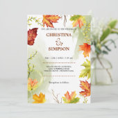 エレガントな水彩画の秋の写真 ウェディング 招待状 (スタンド正面)