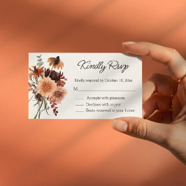 エレガントな水彩画の秋の花のRSVP結婚式のシックなデザイン エンクロージャーカード