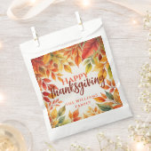 エレガントな水彩画の秋の落ち葉のボーダー サンクスギビング フェイバーバッグ (クリップ留めされた状態)