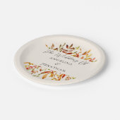 エレガントな水彩画の秋の葉 オーダーメイド ウェディング ペーパープレート (アングル)