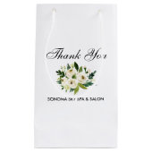 エレガントな水彩画の緑の白い花柄は感謝していしています スモールペーパーバッグ (正面)