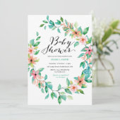 エレガントな水彩画の緑の草木のベビーシャワーの招待状 招待状 (スタンド正面)