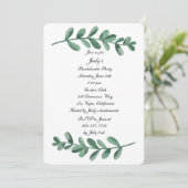 エレガントな水彩画の緑の葉 バチェロレッテパーティー 招待状 (スタンド正面)