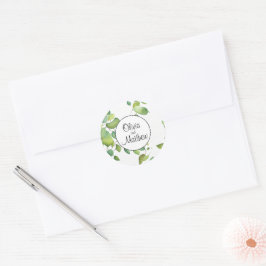 エレガントな水彩画の緑豊かなボタニカルグリーン ラウンドシール