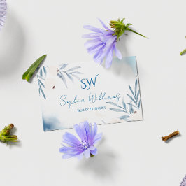 エレガントな水彩画の美しさセラピストQRコード付き 名刺