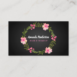 エレガントな水彩画の花のリース 名刺