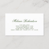 エレガントな水彩画の花の緑の白 名刺 (裏面)