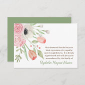 エレガントな水彩画の花の葬儀の死別 サンキューカード (正面/裏面)