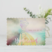 エレガントな水彩画の花嫁ドレス ブライズメイド カード (スタンド正面)