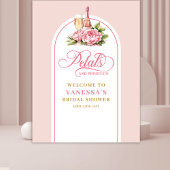 エレガントな水彩画の花弁とプロセッコのフォトウォール タペストリー