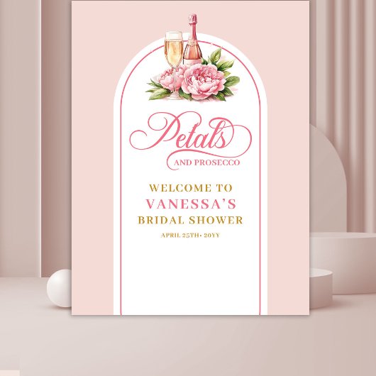 エレガントな水彩画の花弁とプロセッコのフォトウォール タペストリー