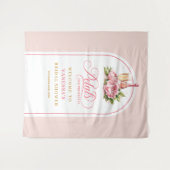 エレガントな水彩画の花弁とプロセッコのフォトウォール タペストリー (正面(横))