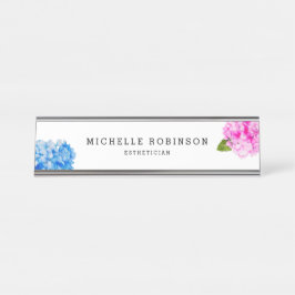 エレガントな水彩画の花模様のアジサイ デスクネームプレート