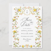 エレガントな水彩画の草原の野生の花の結婚式の写真 セーブザデート (正面)