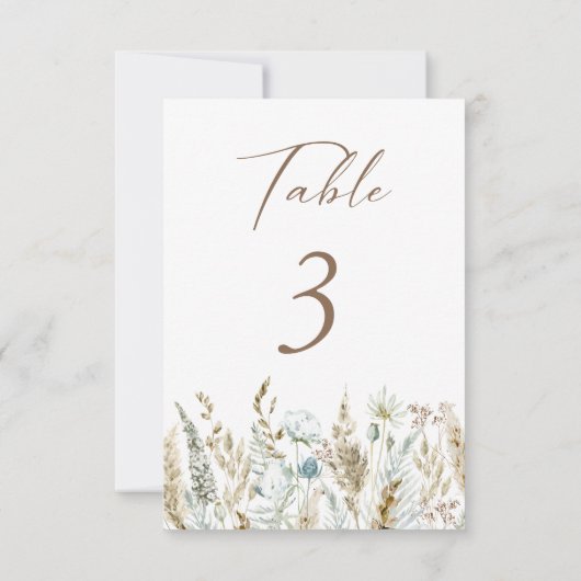 エレガントな水彩画の葉のウェディングテーブルナンバー (裏面)