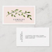 エレガントな水彩画の葉のパステル調ピンクの名刺 名刺 (正面/裏面)