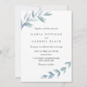 エレガントな水彩画の葉の植物学的なウェディング 招待状 (正面)