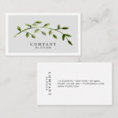 エレガントな水彩画の葉の薄い灰色の名刺 名刺 (正面/裏面)