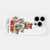 エレガントな水彩画の赤いリボンの家族のクリスマスツリー iPhoneケース (裏面横)