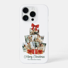 エレガントな水彩画の赤いリボンの家族のクリスマスツリー iPhone 16 PROケース
