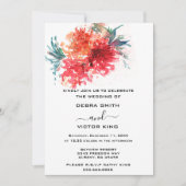 エレガントな水彩画の赤い花束のウェディング 招待状 (正面)