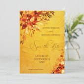 エレガントな水彩画の赤と金のポインセチアのウェディング セーブザデート (スタンド正面)