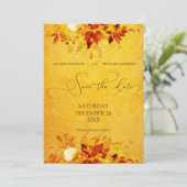 エレガントな水彩画の赤と金のポインセチアのウェディング セーブザデート (スタンド正面)