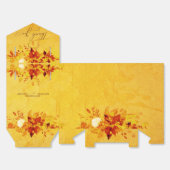 エレガントな水彩画の赤と金のポインセチアのウェディング フェイバーボックス (見開き)