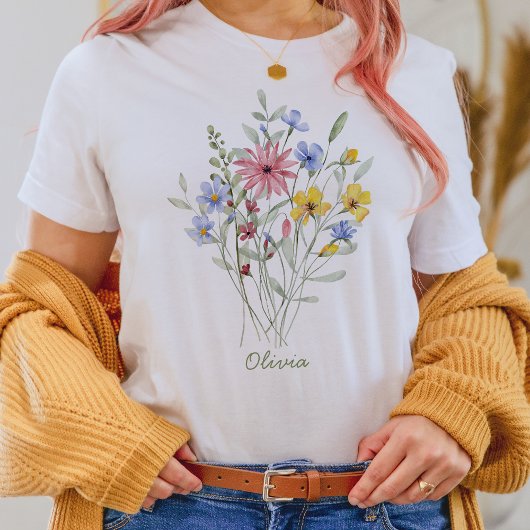 エレガントな水彩画の野の花 Tシャツ