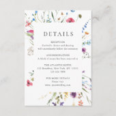 エレガントな水彩画の野生の花のウェディングディテール エンクロージャーカード (正面)