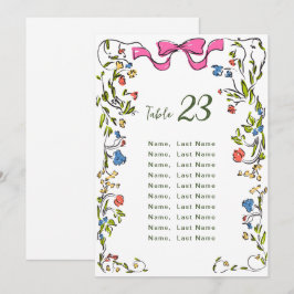 エレガントな水彩画の野生の花のテーブルナンバーカード 招待状