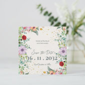 エレガントな水彩画の野生の花のフローラルウェディング セーブザデート (スタンド正面)